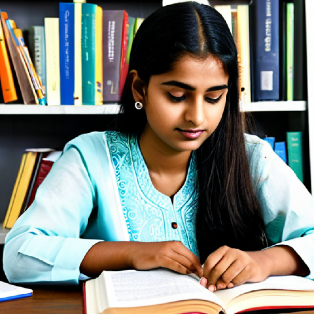 Study Scene**

"A young Bengali woman, fully clothed in a modest salwar kameez, diligently studying from a textbook and notes at a desk. The setting is a bright, clean, and organized study room with bookshelves in the background.  Appropriate attire, safe for work, professional setting, perfect anatomy, correct proportions, natural pose, high quality."

**