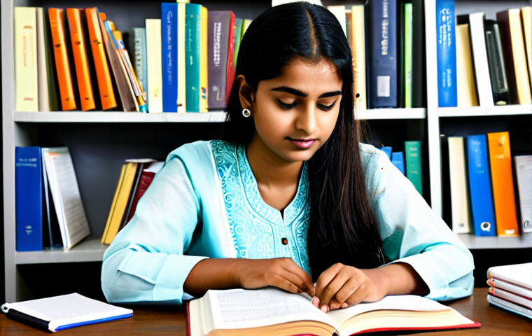 Study Scene**

"A young Bengali woman, fully clothed in a modest salwar kameez, diligently studying from a textbook and notes at a desk. The setting is a bright, clean, and organized study room with bookshelves in the background.  Appropriate attire, safe for work, professional setting, perfect anatomy, correct proportions, natural pose, high quality."

**