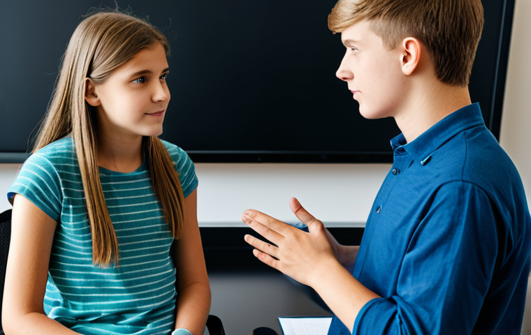 **Prompt:** A compassionate counselor in a modest outfit, attentively listening to a fully clothed teenager in a comfortable office setting, natural pose, professional environment, safe for work, appropriate content, family-friendly, perfect anatomy, well-formed hands, proper finger count, professional photography, high quality.