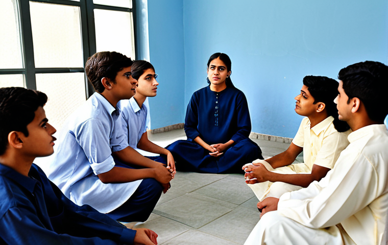 청소년상담사 자격증 취득 후 자주 묻는 질문 - ** A professional, fully clothed female adolescent counselor in a modest salwar kameez, smiling warm...