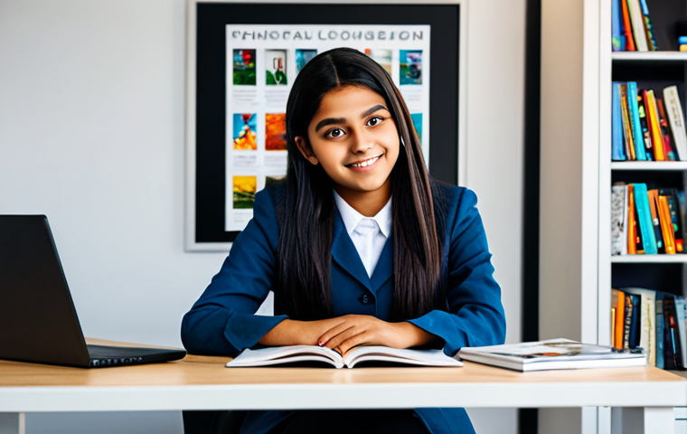 청소년상담사 커리어 플랜 세우기 - A professional কিশোর কাউন্সেলর (teen counselor), fully clothed in modest attire, sitting in a bright...