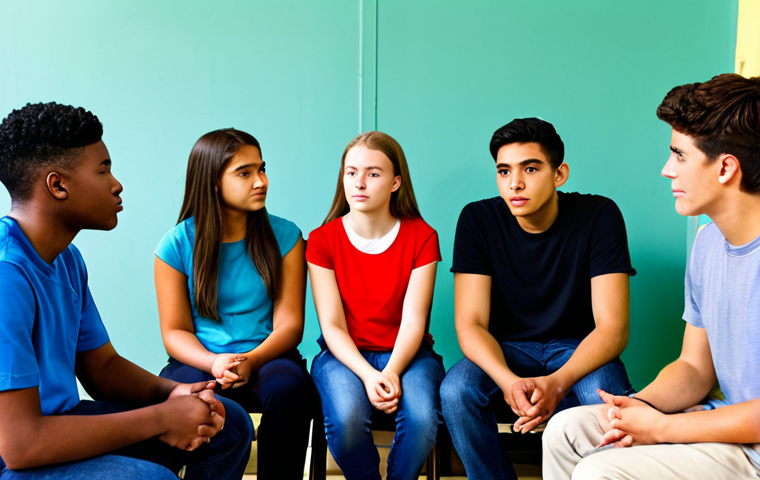 청소년상담사 자격증 취득 시 유리한 학과 - "A professional female counselor in modest attire, actively listening to a teenage girl in a school ...