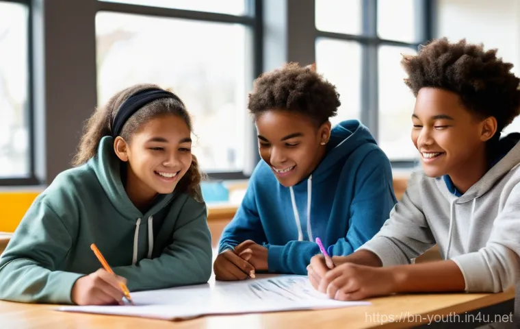 청소년상담사 실습 기관 선택 시 주의사항 - **Prompt:** A warm, inviting image of a diverse group of teenagers, aged 14-17, gathered in a bright...