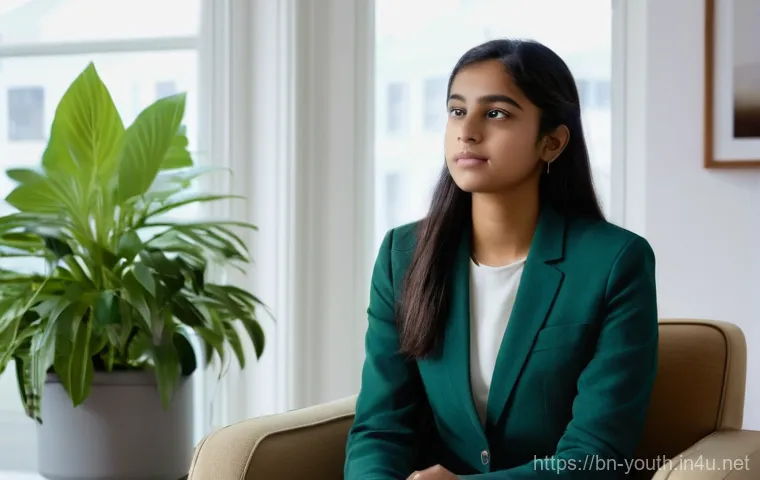 청소년상담사 직업 안정성 평가 - **Prompt:** A realistic, eye-level photograph of a diverse teenage girl, around 16 years old with So...