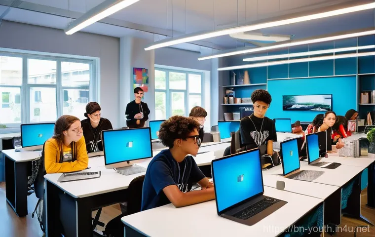 청소년상담사와 청소년 리더십 개발 - **Mental Well-being and Support:** A diverse group of teenagers, aged 14-17, are gathered in a brigh...