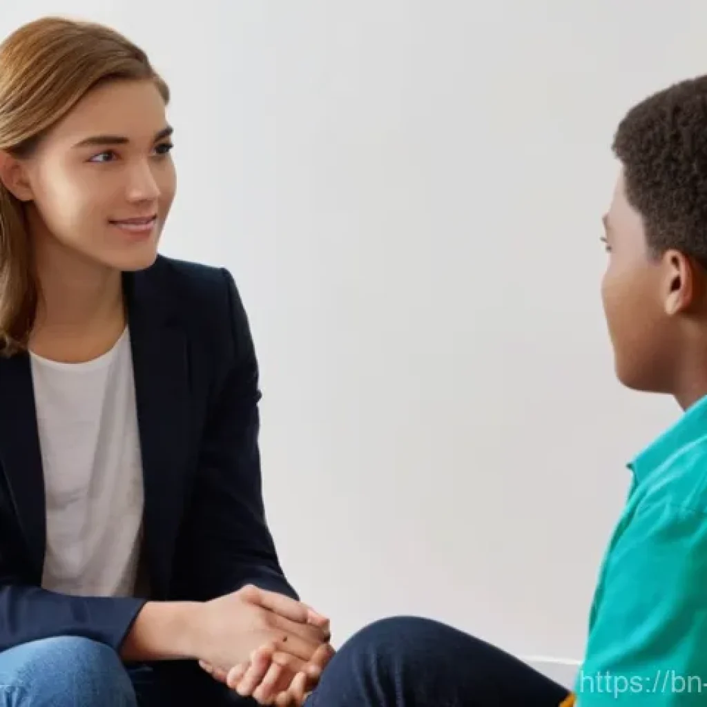 청소년상담사 직업에 적합한 사람들의 특징 - **Prompt 1: Empathetic Connection in Counseling**
    "A young, diverse female youth counselor in he...