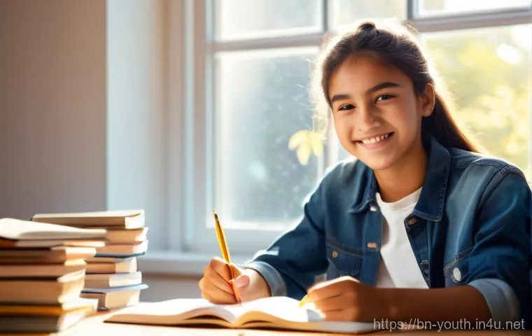 청소년상담사 실기시험 준비 요령 - **Prompt:** A vibrant and optimistic teenage student, male or female, around 16-18 years old, sittin...