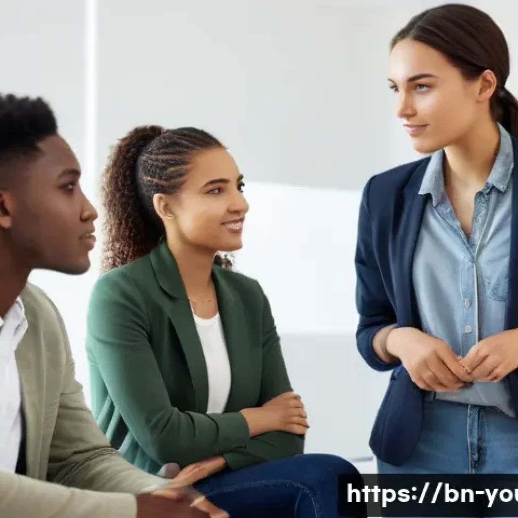 청소년상담사 자격증 취득 후의 변화와 성장 - **Prompt:** A diverse group of young adults, aged 18-25, dressed in stylish, modern casual wear, are...