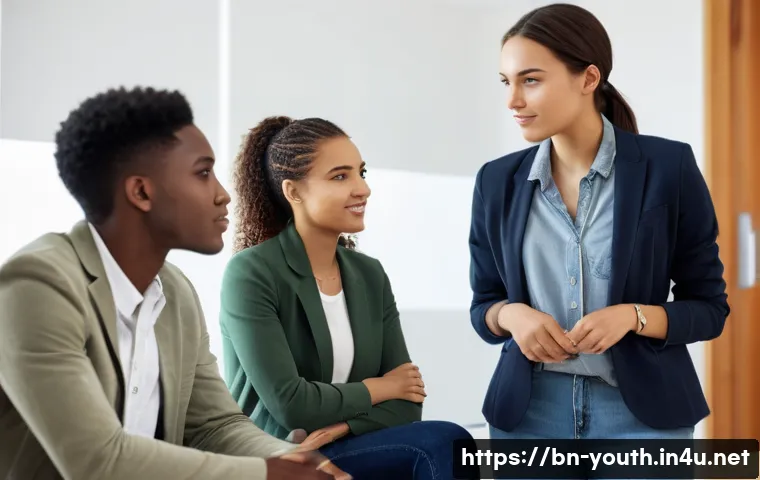 청소년상담사 자격증 취득 후의 변화와 성장 - **Prompt:** A diverse group of young adults, aged 18-25, dressed in stylish, modern casual wear, are...