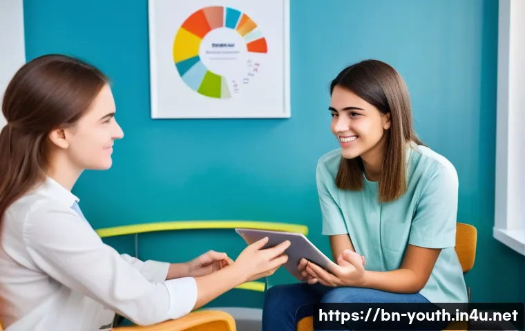 청소년상담사 필수 학습 도구 - **Prompt: Modern Empathic Counseling Session**
    "A compassionate female counselor, in her late 30...