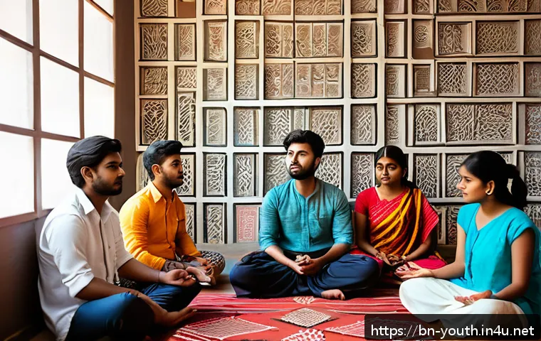 청소년상담사와 관련된 최신 서적 리뷰 - A group of young Bengali men and women in casual modern clothing, sitting in a bright, cozy room wit...