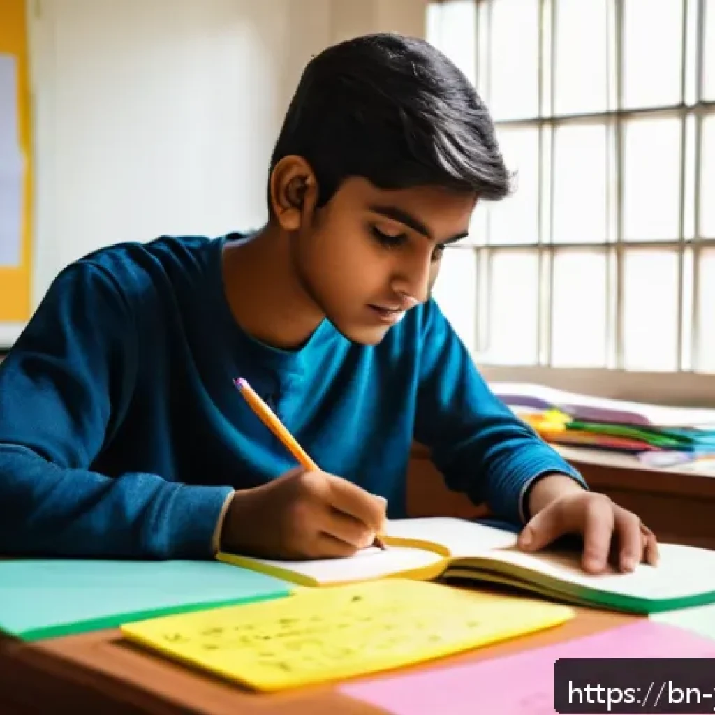 청소년상담사 필기시험에서 고득점 받는 법 - A focused young Bangladeshi student studying at a tidy desk with Bengali textbooks and notes spread ...